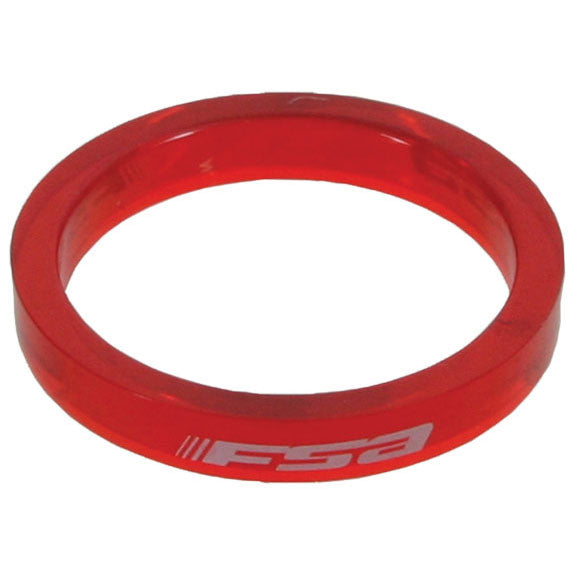 FSA PolyCarb headset spacer, 1-1/8" x 5mm - red 10/bag