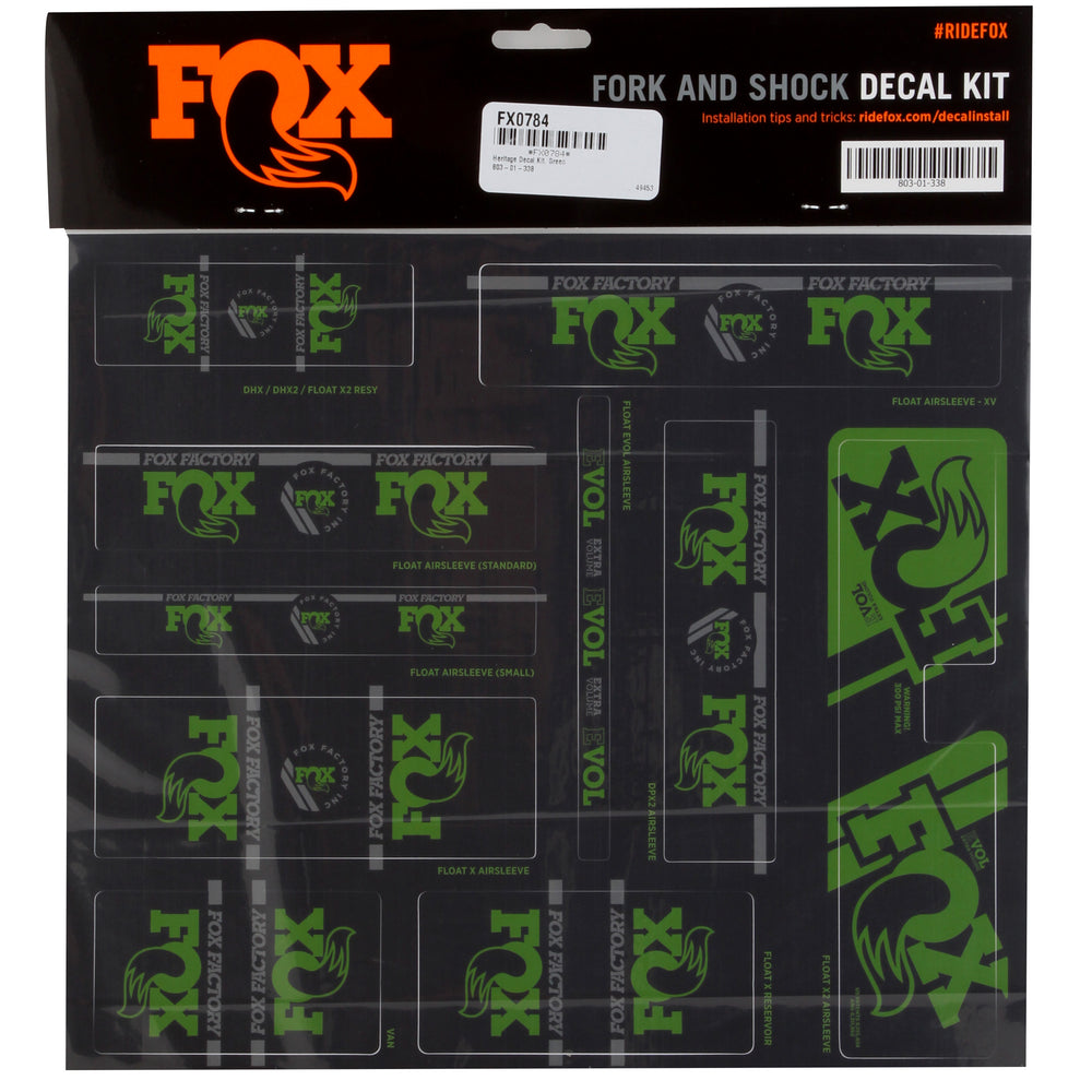 Fox Shox Heritage Decal Kit, Green 803-01-338