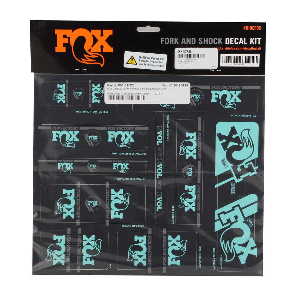 Fox Shox Heritage Decal Kit, Mint 803-01-373