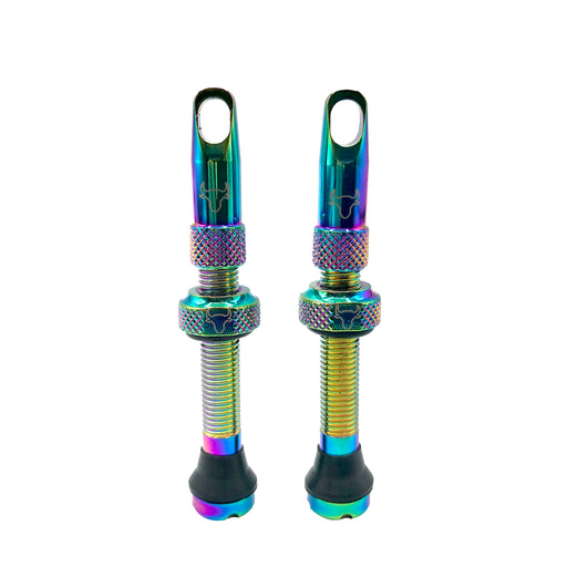 Hold Fast Cycling Tubeless Valve Stem, 42mm (Pair) - Oil Slick