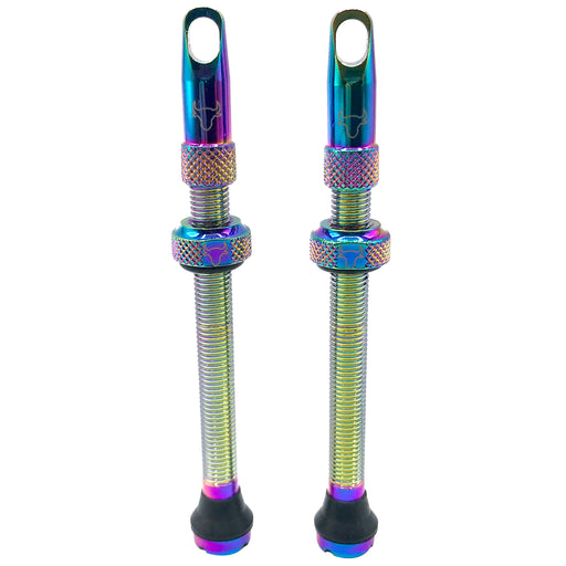 Hold Fast Cycling Tubeless Valve Stem, 65mm (Pair) - Oil Slick