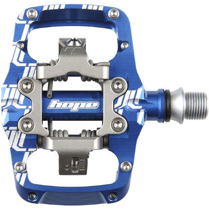 Hope TC Union Clip Pedal - Dual Sided Clipless with Platform, 9/16", Blue