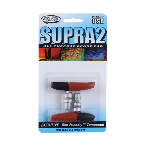 Kool Stop Supra 2 brake pads, threaded - dual compound pair