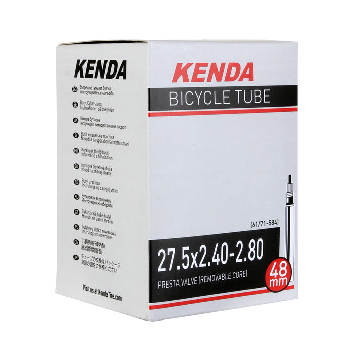 Kenda Butyl tube, 27.5 x 2.4-2.8" Presta Valve/48mm RVC - each