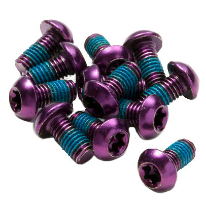 Reverse Disc Rotor Bolts, M5x10, 12/Pack - Purple