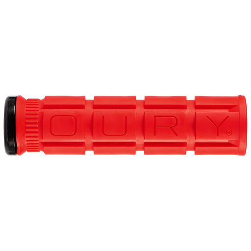 Oury V2 Single Sided Lock-On Grips - Candy Red/Black Clamp