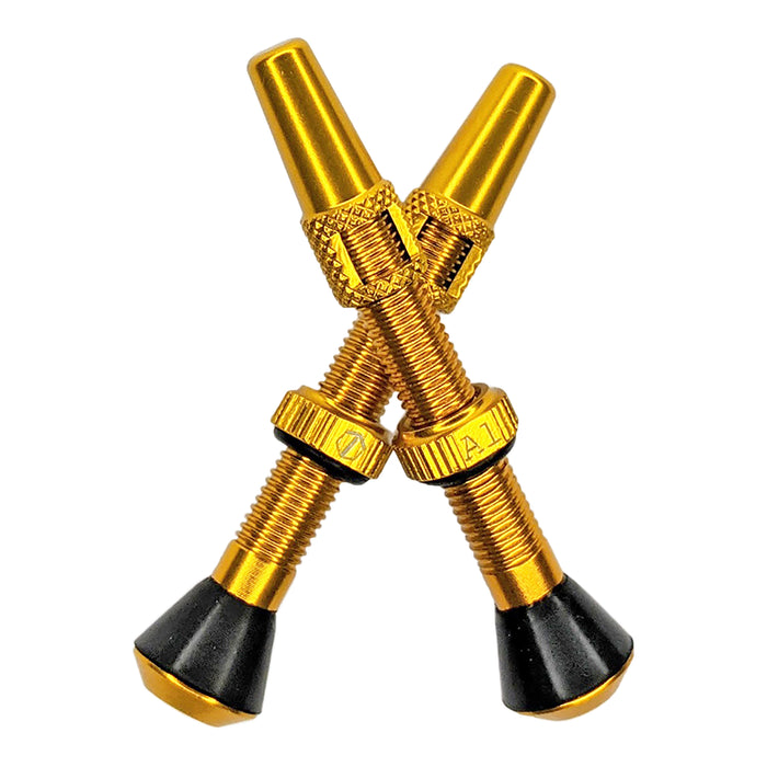 Terske Tubeless Presta Valves, Aluminum, 44mm, Gold, Pair