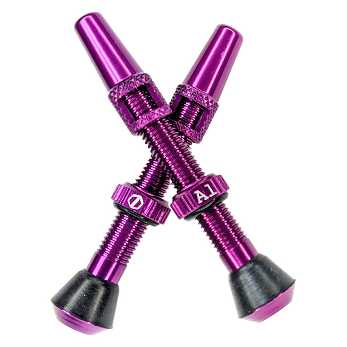 Terske Tubeless Presta Valves, Aluminum, 44mm, Purple, Pair