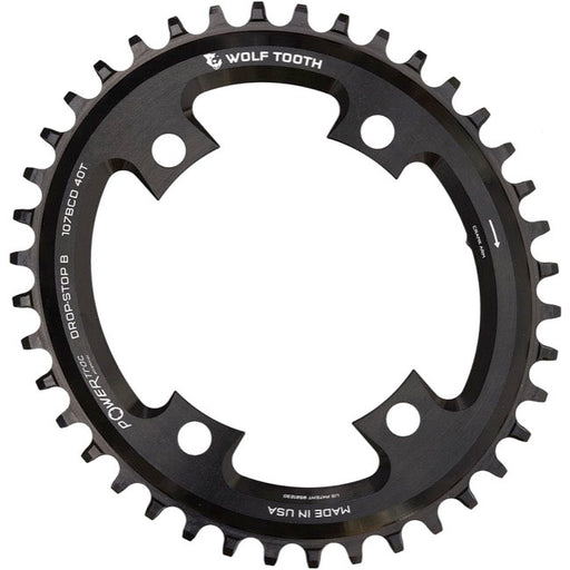 Wolf Tooth Components 107 BCD Elliptical Road Chainring (Flat Top), 42T - Bk