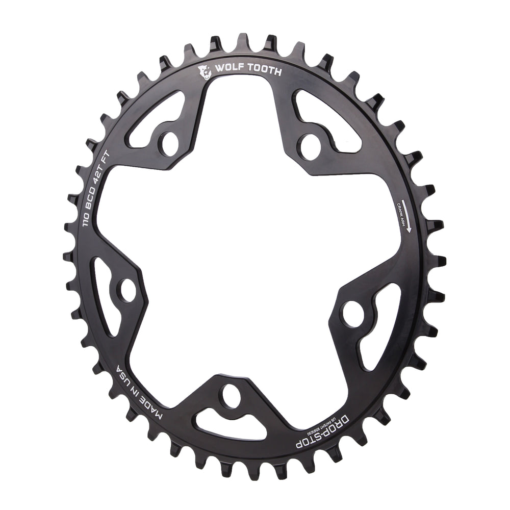 Wolf Tooth Components 5x110BCD CX/Road (Flat Top) Chainring, 42T - Blk