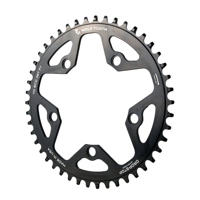 Wolf Tooth Components 5x110BCD CX/Road (Flat Top) Chainring, 46T - Blk