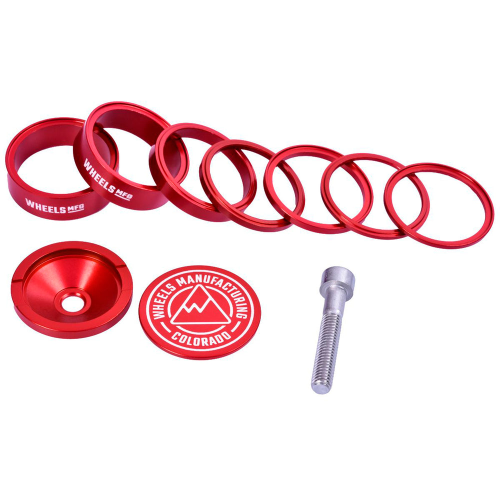 Wheels Mfg StackRight Pro Headset Spacer Kit, 1-1/8" Red