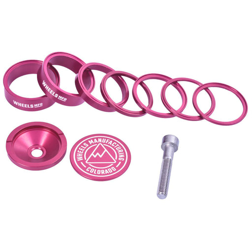 Wheels Mfg StackRight Pro Headset Spacer Kit, 1-1/8" Pink