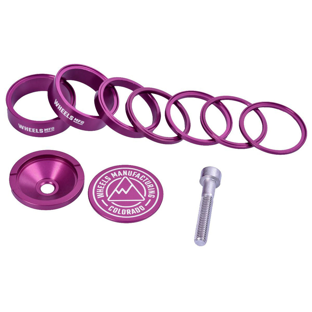 Wheels Mfg StackRight Pro Headset Spacer Kit, 1-1/8" Purple