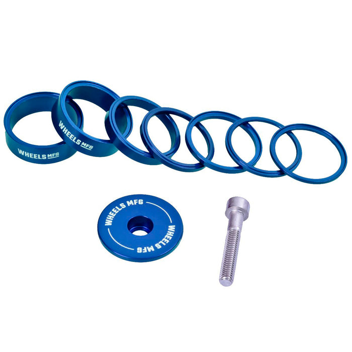 Wheels Mfg StackRight Essential Headset Spacer Kit, 1-1/8" Blue