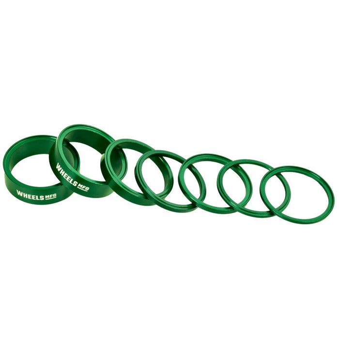 Wheels Mfg StackRight Headset Spacer Kit, 1-1/8" Green